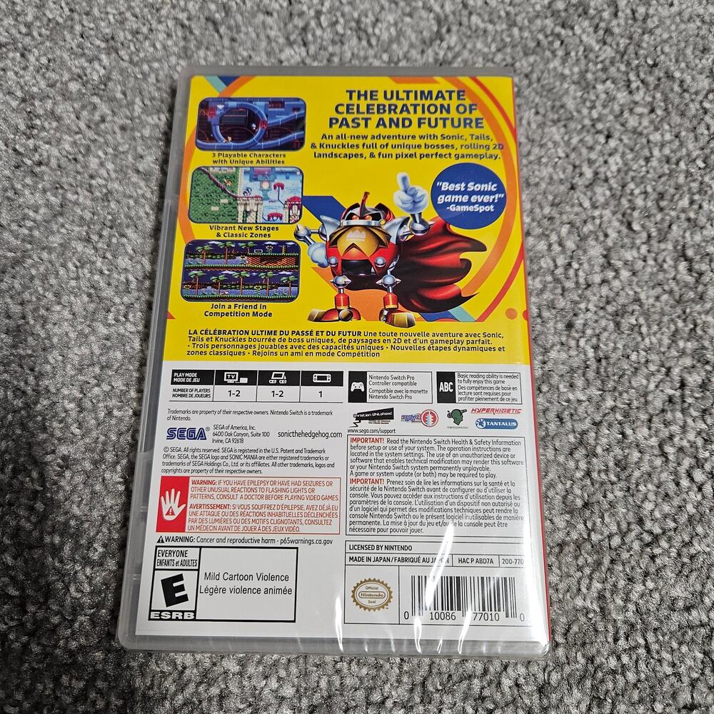Sonic Mania Sega Nintendo Switch New Sealed - Picture 2 of 2